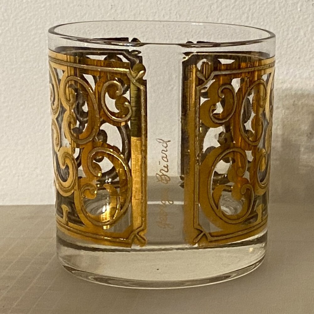 Georges Briard Luxury Barware Clear Glasses with Gold-Colored Design – Set of 4 - Picture 4 of 8